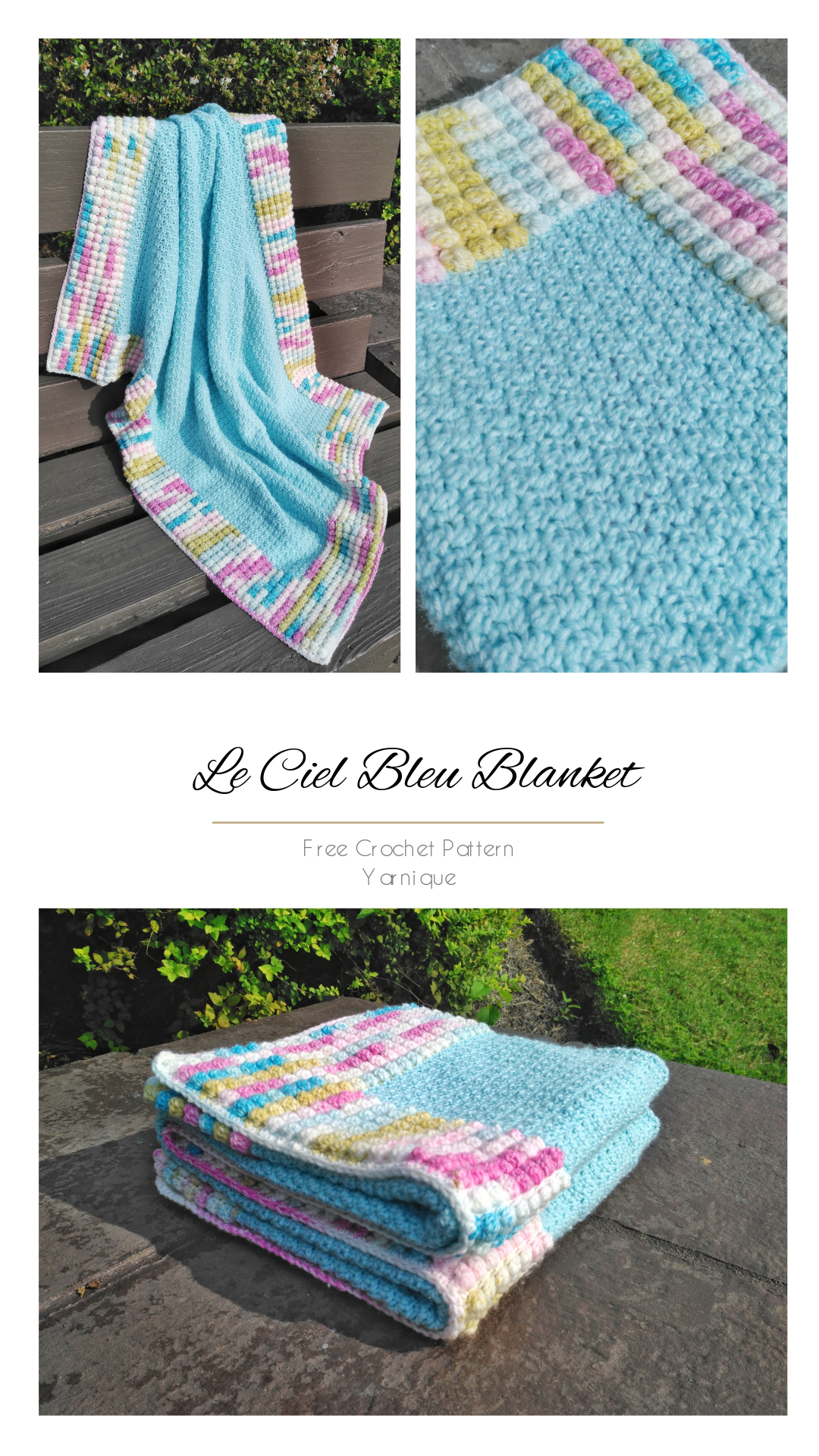 Le Ciel Bleu Blanket (Free Crochet Baby Blanket Pattern) - Yarnique